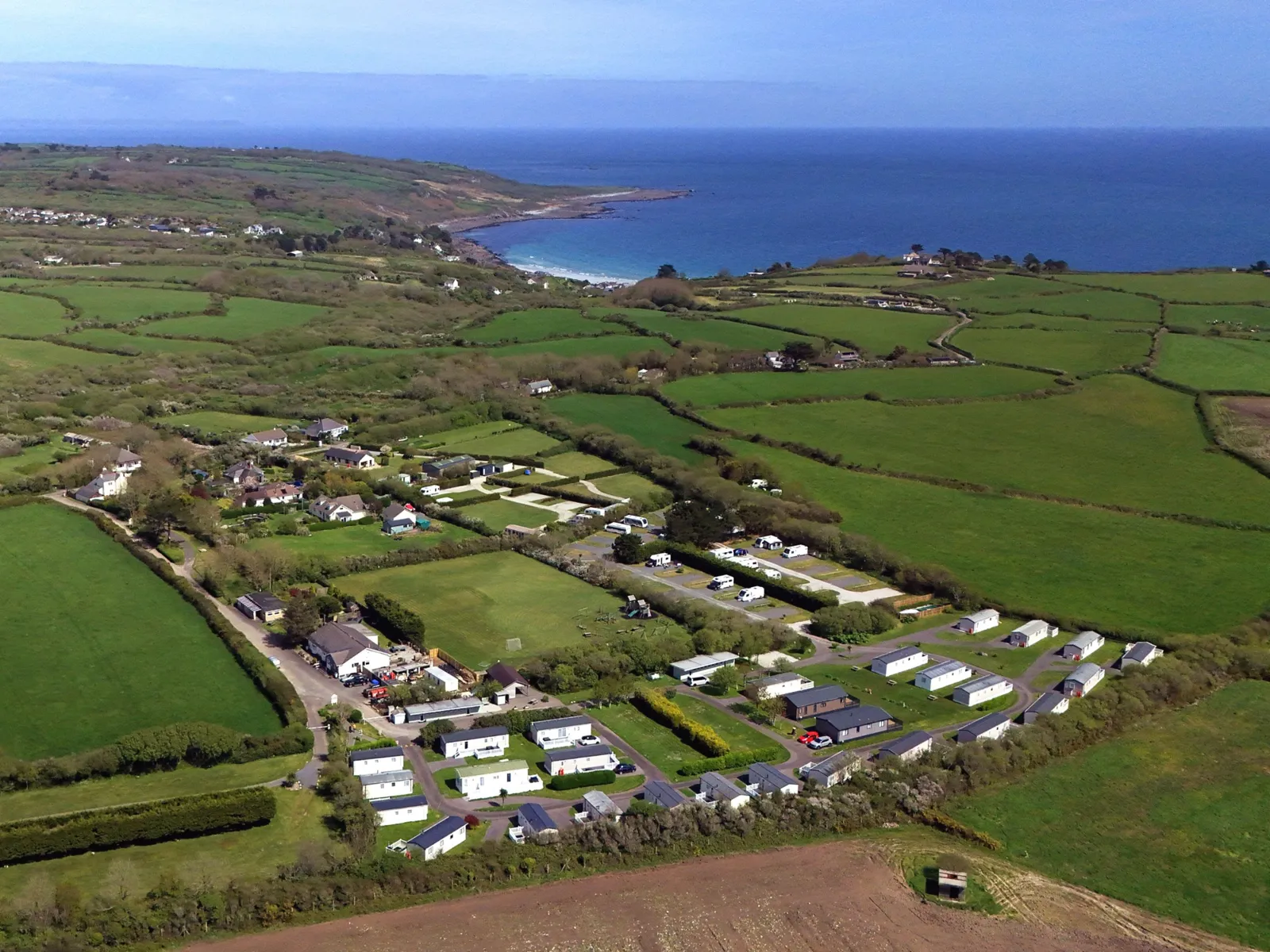 Aerial view of our campsite in the Lizard Peninsula