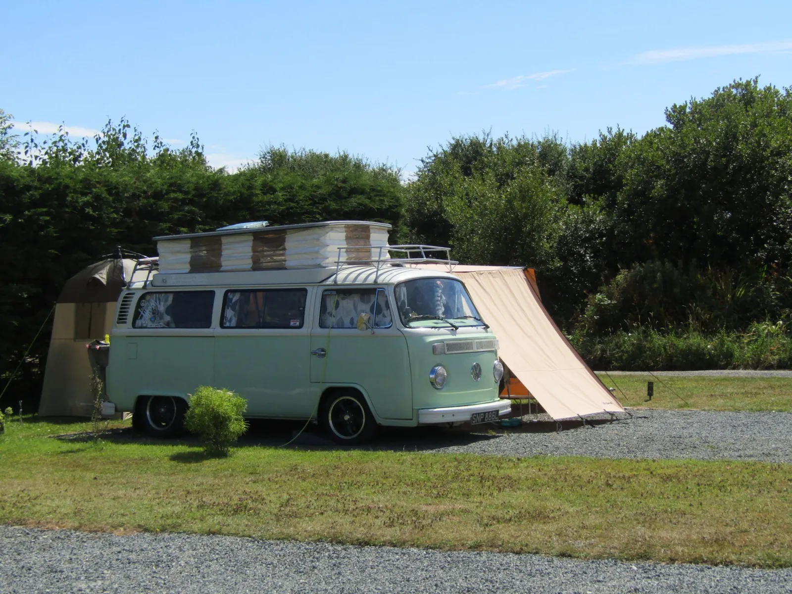 Touring caravan hardstanding pitch at Little Trevothan, Coverack